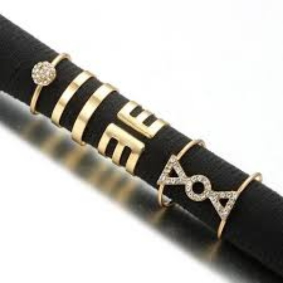 Punk Chic 5 Piece Gold Stackable Ring Set - Picture 3 of 4